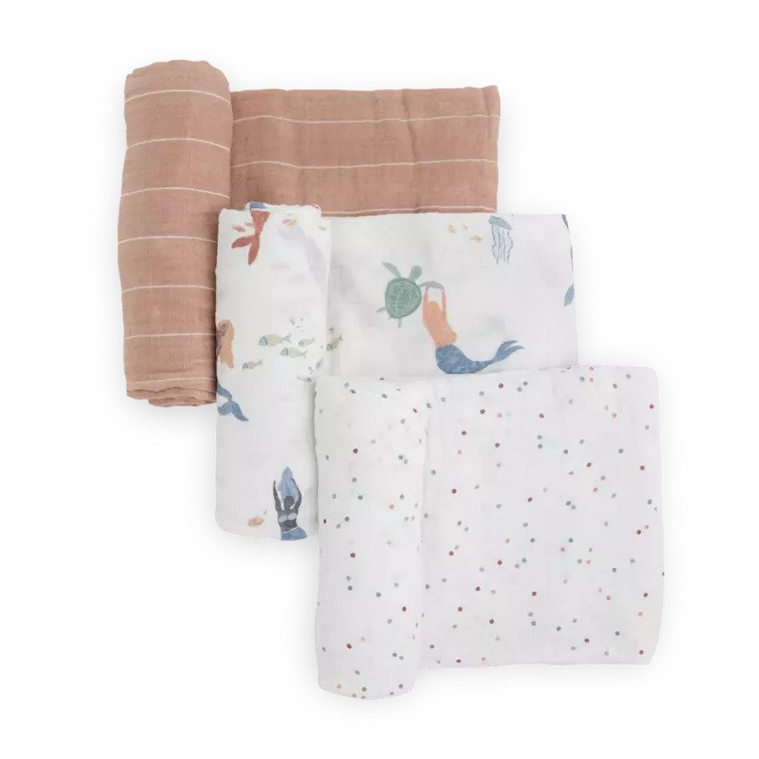 Little Unicorn (3Pack) Cotton Muslin Swaddle Set Mermaid Set