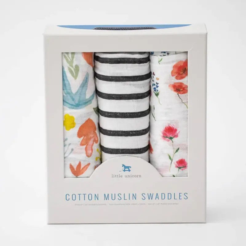 Little Unicorn (3Pack) Cotton Muslin Swaddle Set Wild Mums