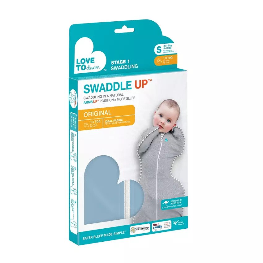 Love To Dream Swaddle Up Organic 1.0 Tog Dusty Blue