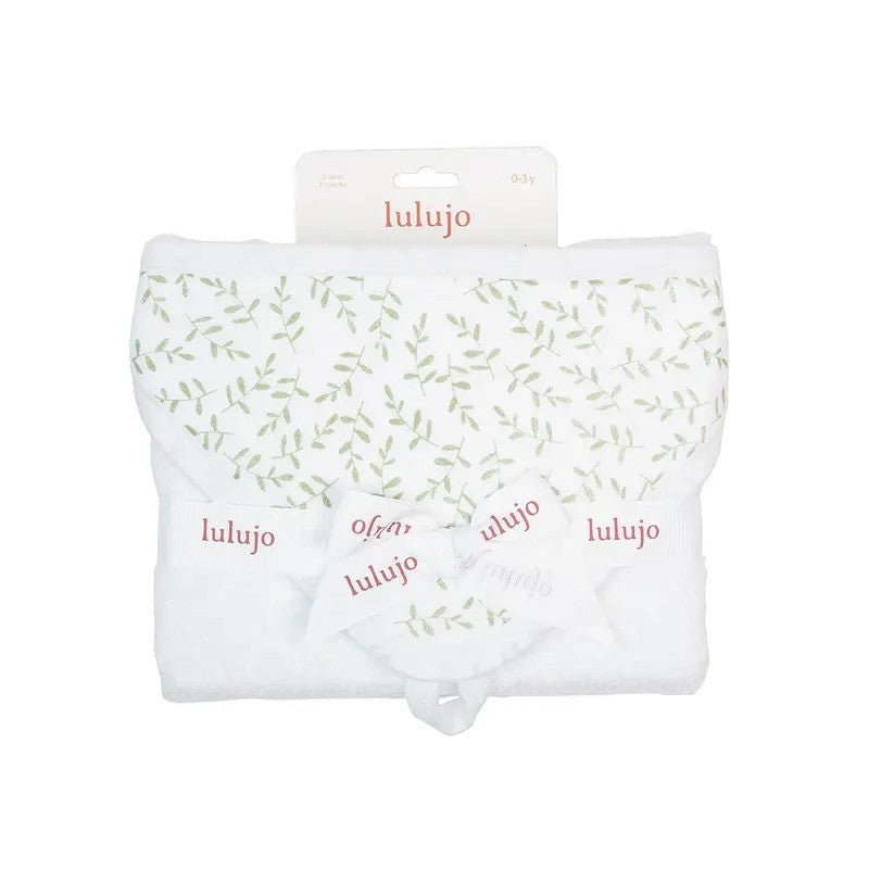 Lulujo Cotton Baby Hooded Towel 0-3Yrs (81x81cm) Greenery