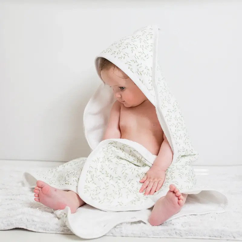 Lulujo Cotton Baby Hooded Towel 0-3Yrs (81x81cm) Greenery