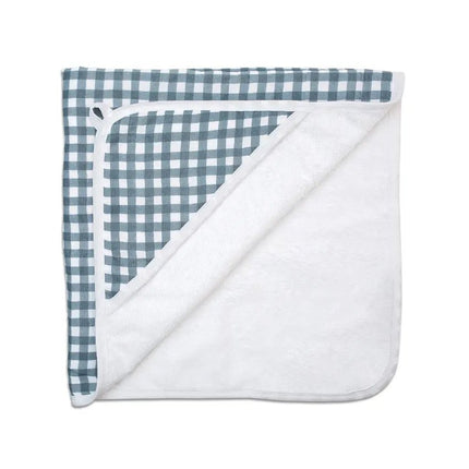 Lulujo Baby Hooded Towel Navy Gingham