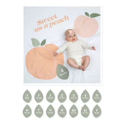 Lulujo Babys First Year Blanket & Cards Set Sweet as a Peach