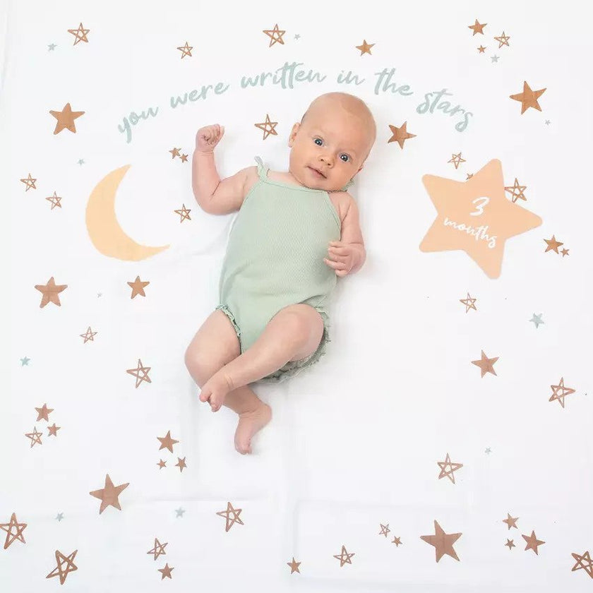 Lulujo Babys First Year Blanket & Cards Set Written in the Stars