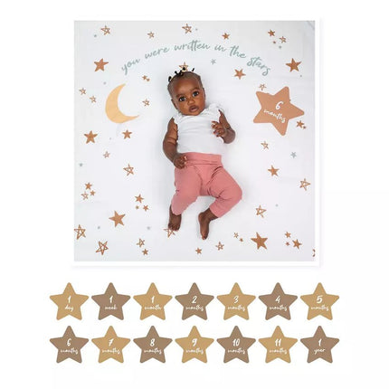 Lulujo Babys First Year Blanket & Cards Set Written in the Stars