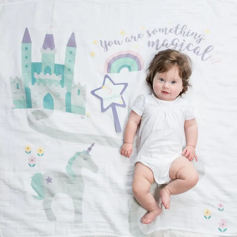 Lulujo Babys First Year Blanket & Cards Set Something Magical