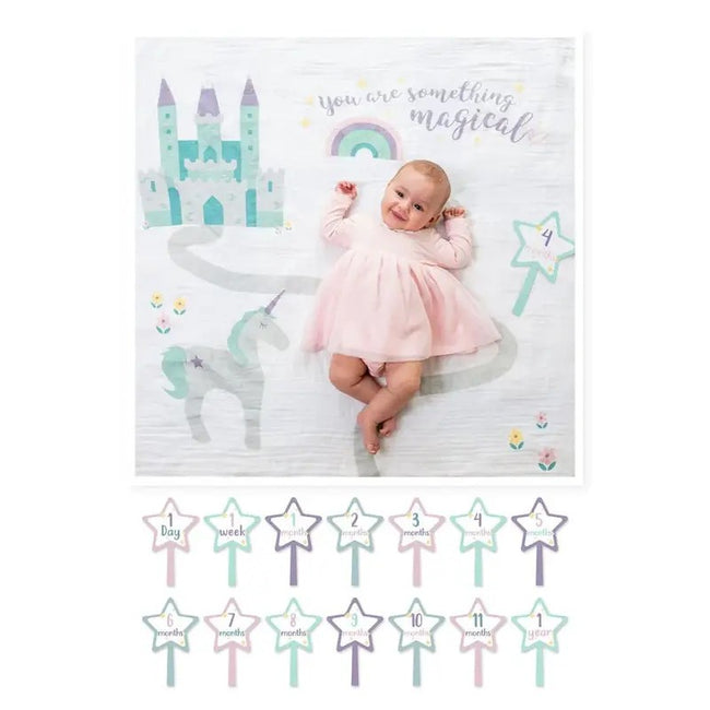 Lulujo Babys First Year Blanket & Cards Set Something Magical