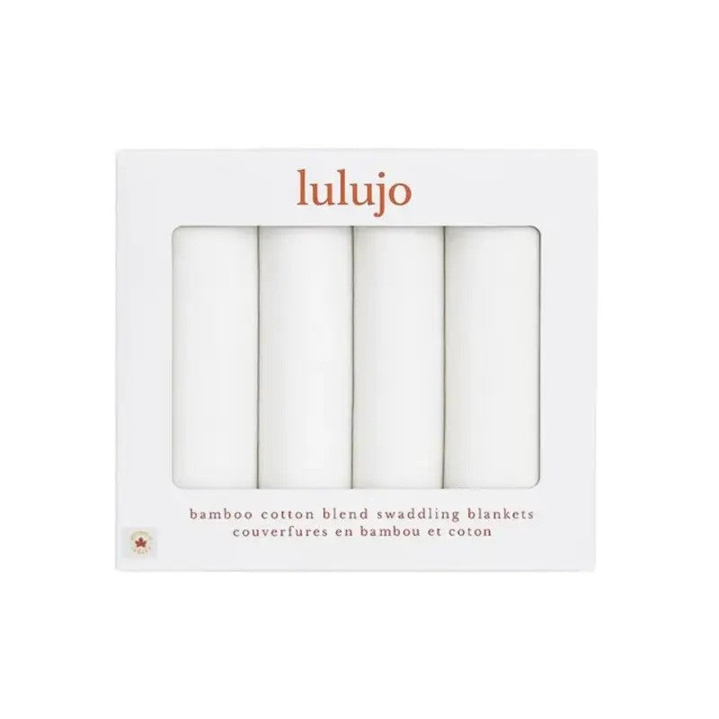 Lulujo Bamboo Cotton Swaddle Blankets (4pack 120x120cm) White
