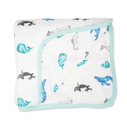 Lulujo Bamboo Crib Quilt - Whales