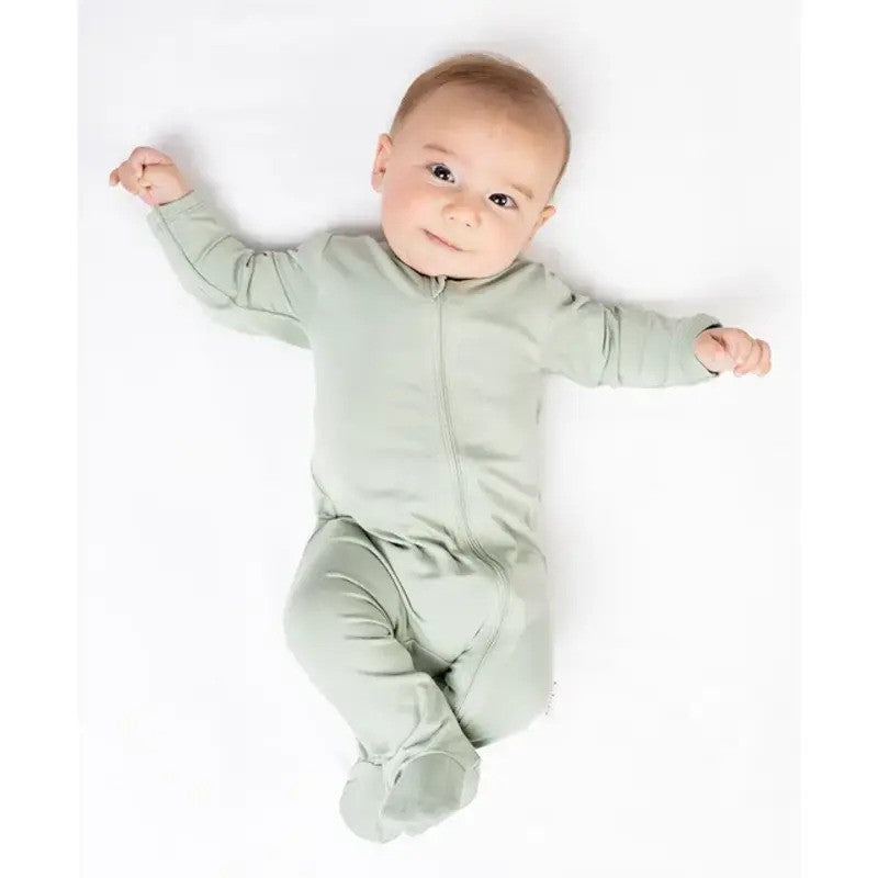 Lulujo Bamboo Footed Sleepers Sage Green