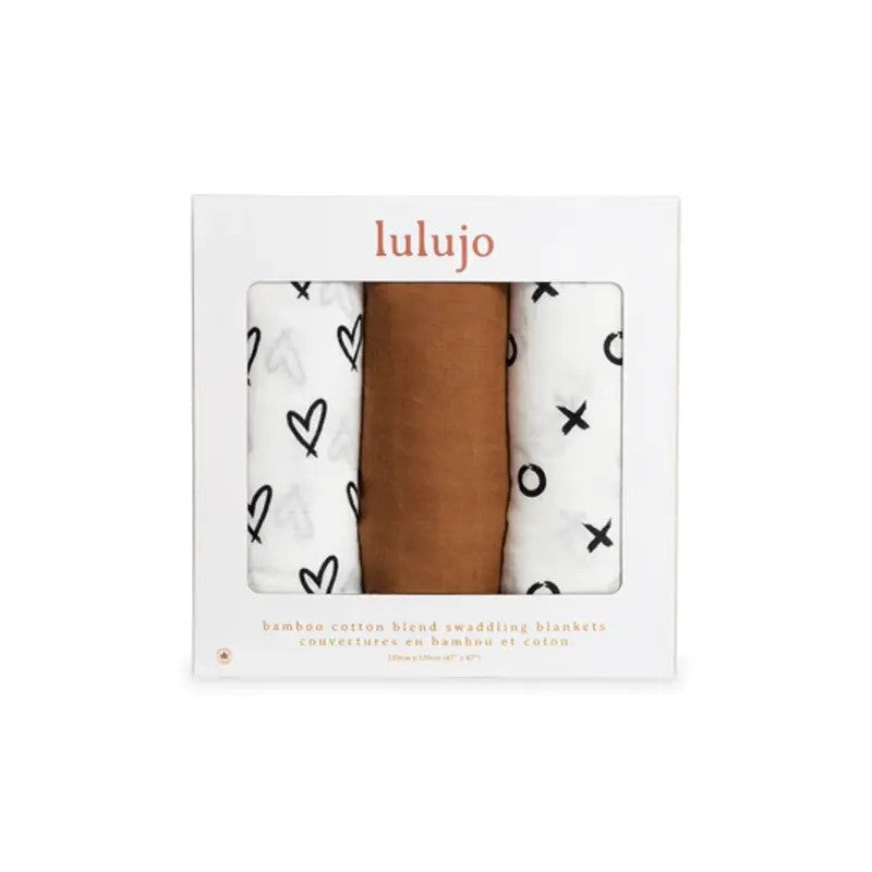 Lulujo Bamboo Muslin Swaddle Blankets (3Pack) All Neutral
