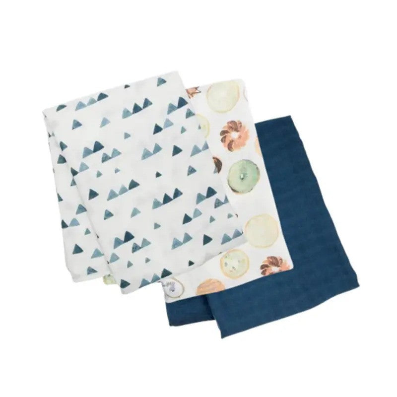 Lulujo Bamboo Muslin Swaddle Blankets (3Pack) Baby Blues