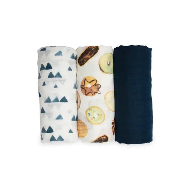 Lulujo Bamboo Muslin Swaddle Blankets (3Pack) Baby Blues