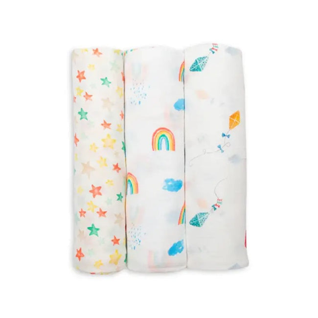 Lulujo Bamboo Muslin Swaddle Blankets (3Pack) High in the Sky