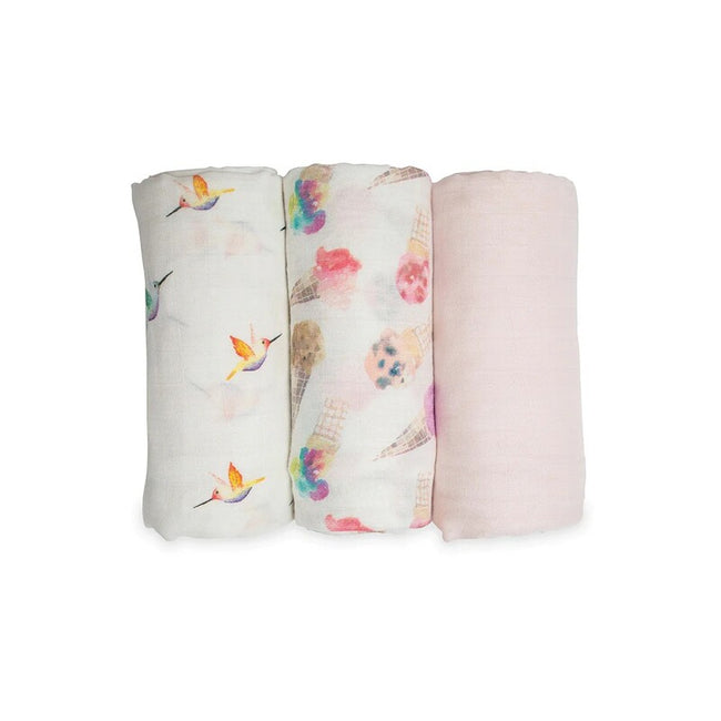 Lulujo Bamboo Muslin Swaddle Blankets (3Pack) Pretty Pink