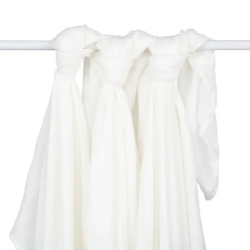 Lulujo Bamboo Muslin Swaddle Blankets (3Pack) White