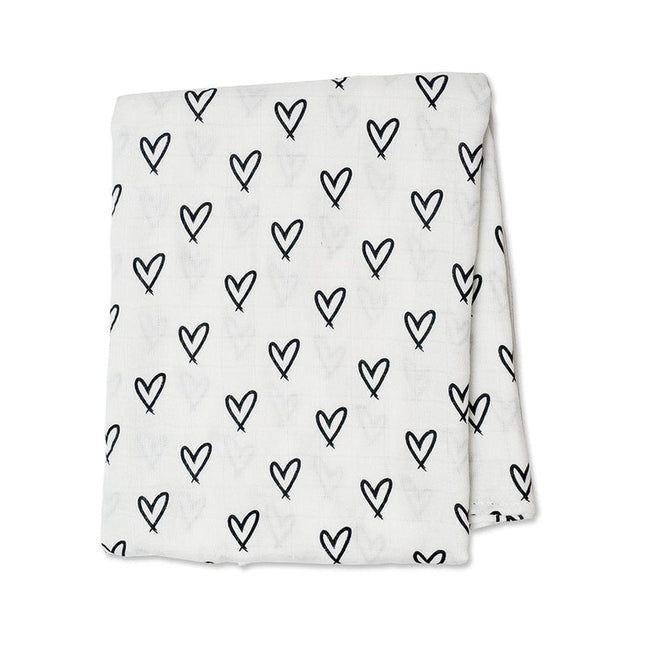 Lulujo Bamboo Swaddle Extra Soft (120X120CM) XL Messy Hearts