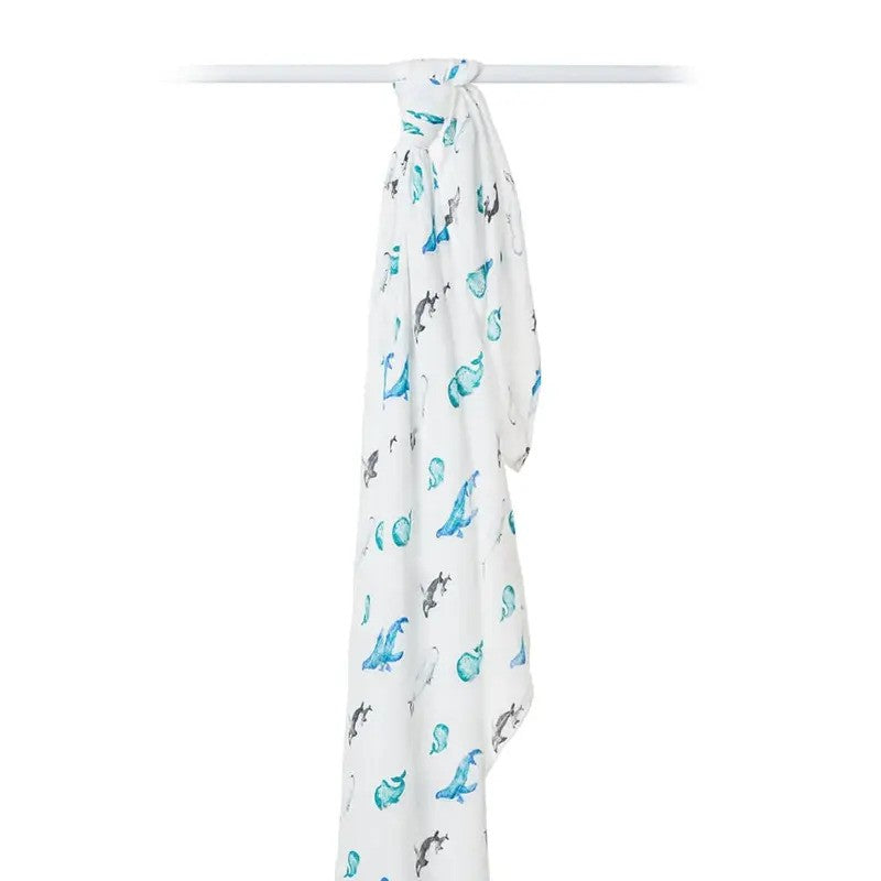 Lulujo Bamboo Swaddle Extra Soft (120X120CM) XL Whales