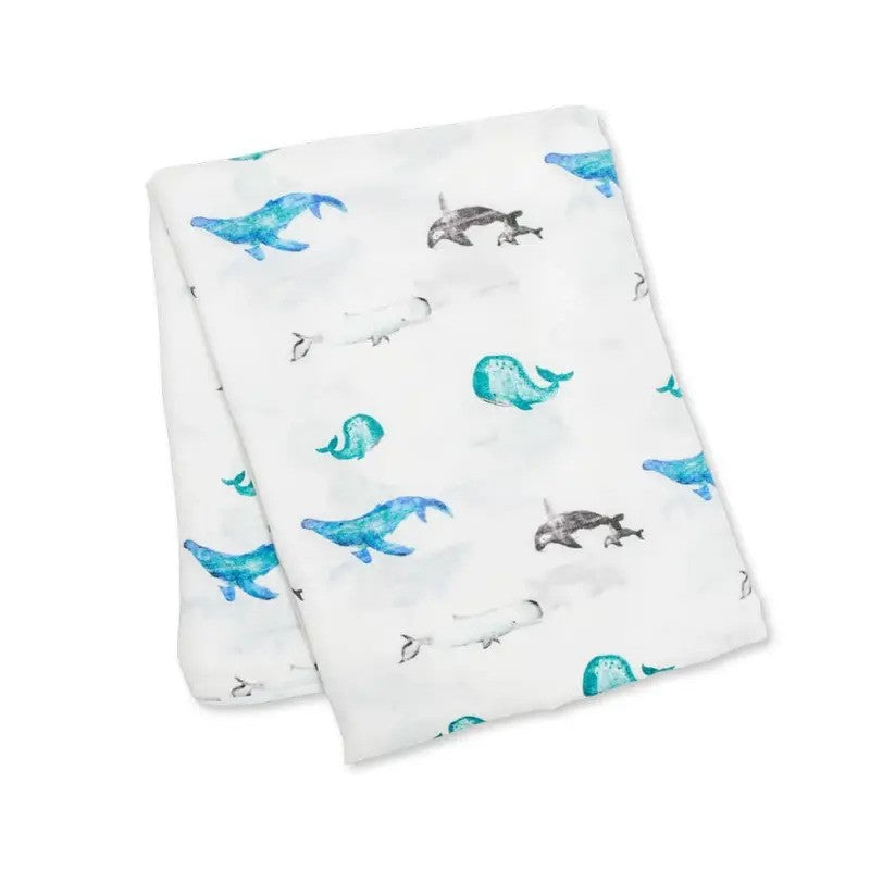 Lulujo Bamboo Swaddle Extra Soft (120X120CM) XL Whales