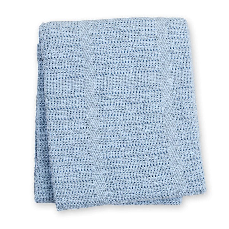 Lulujo Newborn Bundle Cellular Blanket Blue & Swaddle Blankets (3pack 120x120cm) White