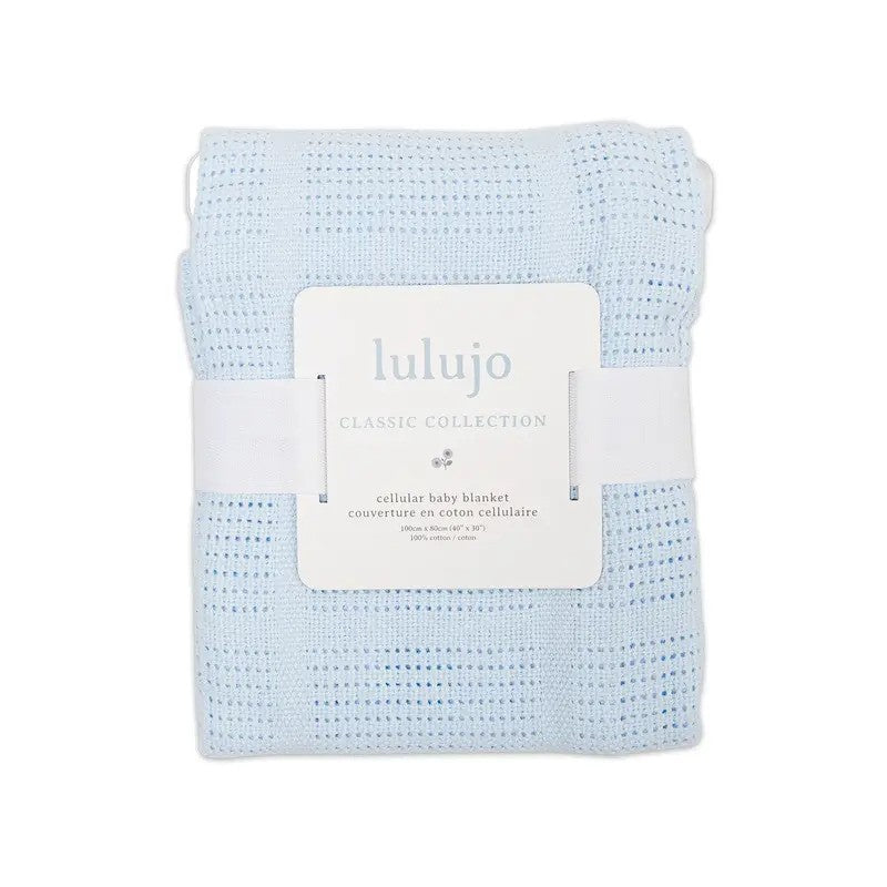 Lulujo Newborn Bundle Cellular Blanket Blue & Swaddle Blankets (3pack 120x120cm) White