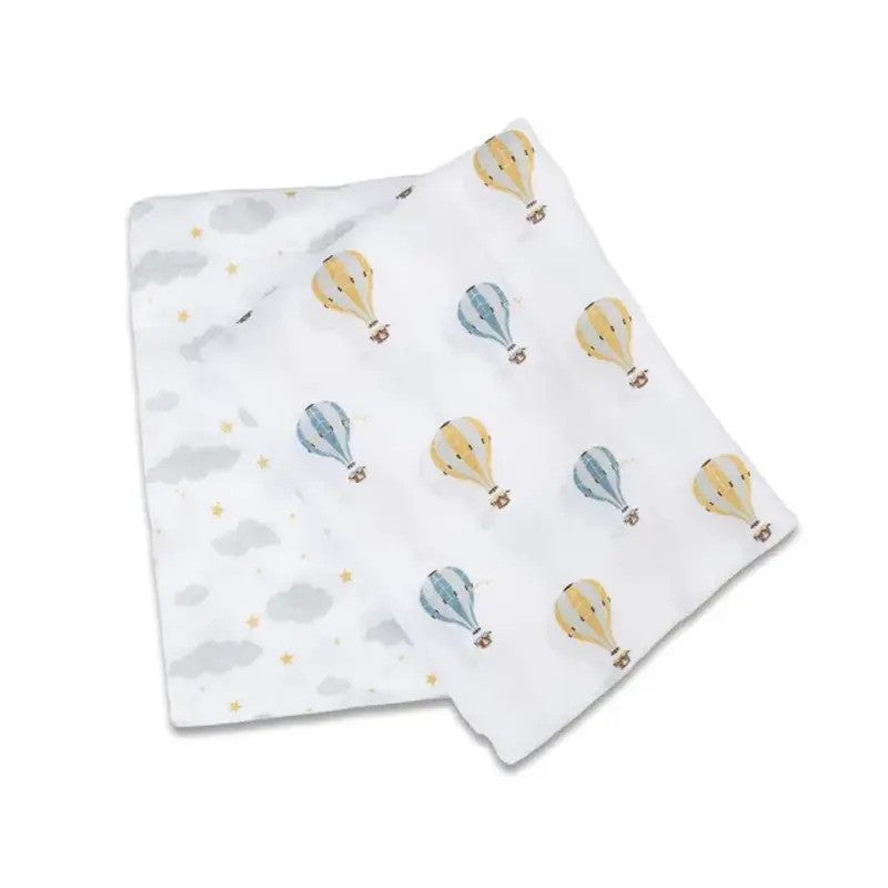 Lulujo Cotton Muslin Blankets (2Pack 100X100CM) Hot Air Balloon
