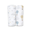 Lulujo Cotton Muslin Blankets (2Pack 100X100CM) Hot Air Balloon