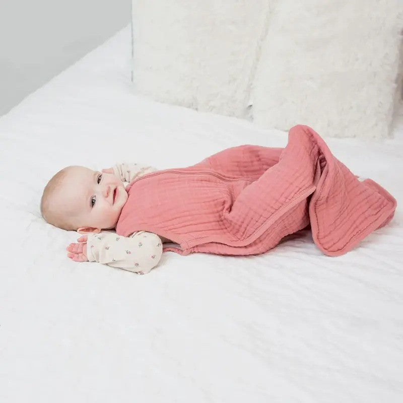 Lulujo Cotton Muslin Sleep Sack Rose
