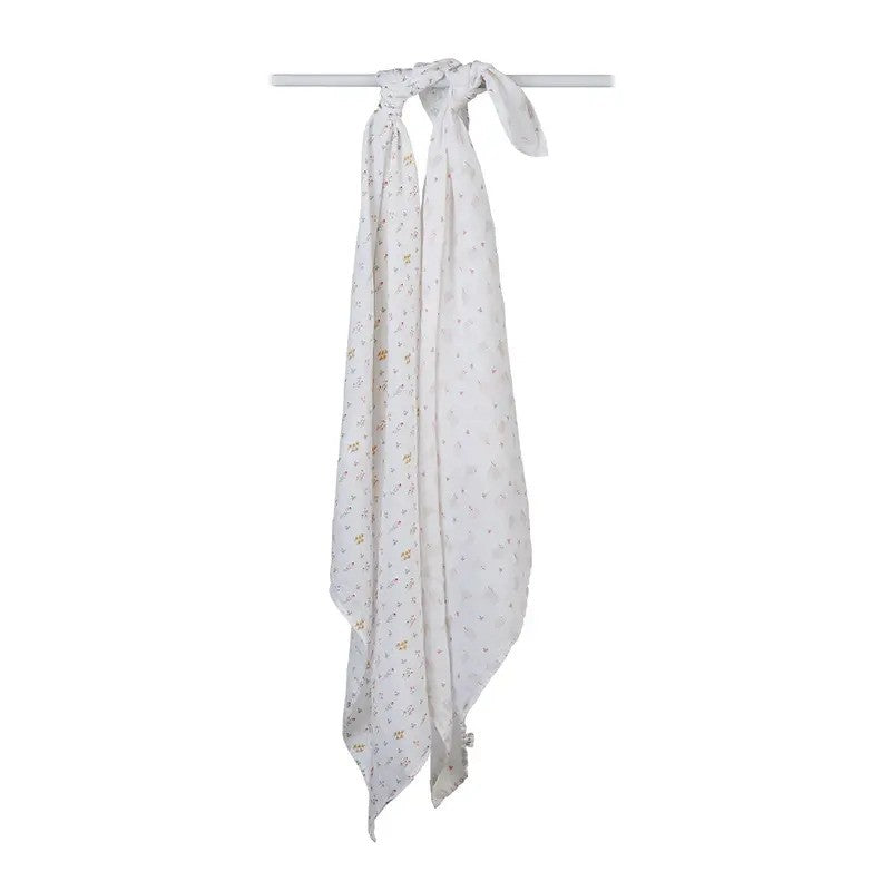 Lulujo Cotton Swaddles (2Pack) Kitty Cat & Flower Field