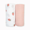 Lulujo Cotton Swaddles (2Pack) Strawberry & Ballet Slipper