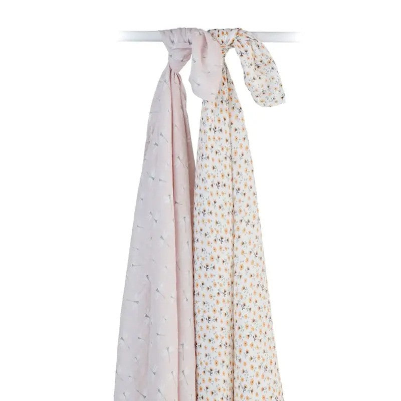 Lulujo Cotton Swaddles (2Pack) Vintage Floral & Dragonfly