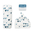 Lulujo Hello World (Bamboo Hat & Swaddle Blanket) Set Triangle Blue