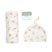 Lulujo Hello World (Bamboo Hat & Swaddle Blanket) Peaches