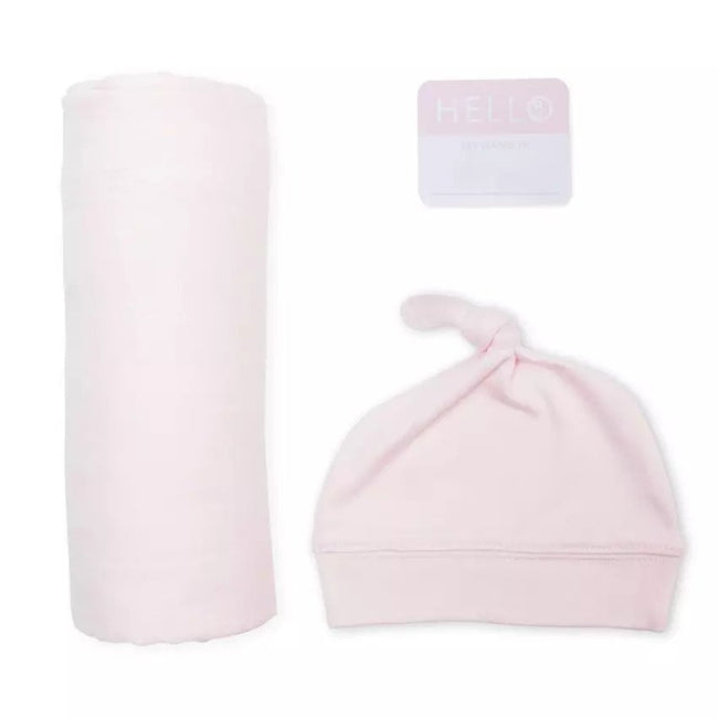 Lulujo Hello World (Bamboo Hat & Swaddle Blanket) Pink