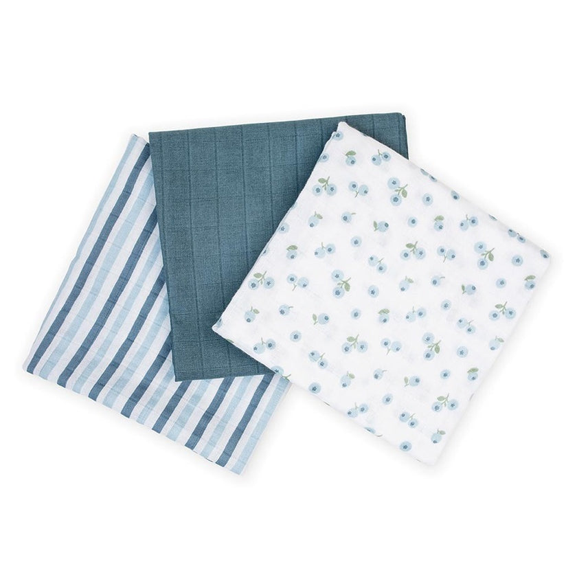 Lulujo Muslin Cloths 70X70CM (3Pack) Blueberries