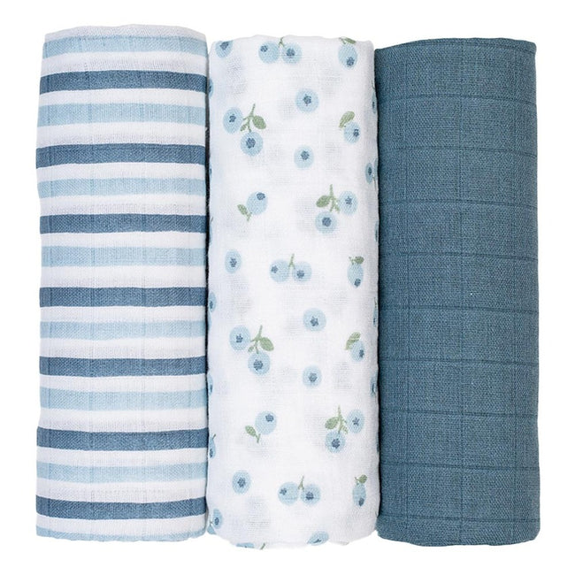 Lulujo Muslin Cloths 70X70CM (3Pack) Blueberries