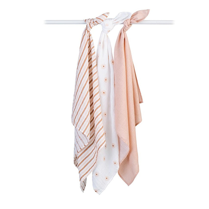 Lulujo Muslin Cloths 70X70CM (3Pack) Daisies