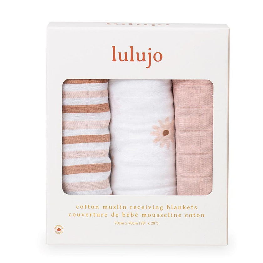Lulujo Muslin Cloths 70X70CM (3Pack) Daisies