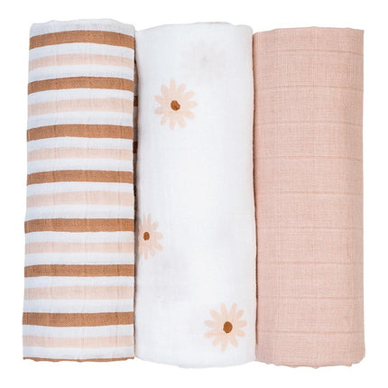 Lulujo Muslin Cloths 70X70CM (3Pack) Daisies