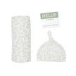 Lulujo Muslin Swaddle Blanket Hat & Sticker NB Set (0-4M) Greenery