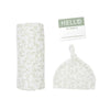 Lulujo Muslin Swaddle Blanket Hat & Sticker NB Set (0-4M) Greenery