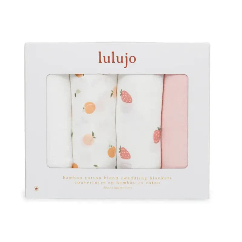 Lulujo Muslin Swaddle Blankets (4Pack) Berries & Peaches