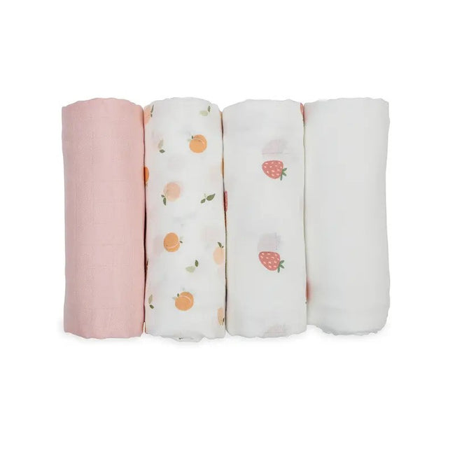 Lulujo Muslin Swaddle Blankets (4Pack) Berries & Peaches