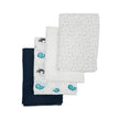 Lulujo Muslin Swaddle Blankets (4Pack) Whales & Stars