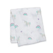 Lulujo Muslin Swaddle (120X120CM) XL Rainbows & Unicorns