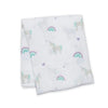 Lulujo Muslin Swaddle (120X120CM) XL Rainbows & Unicorns