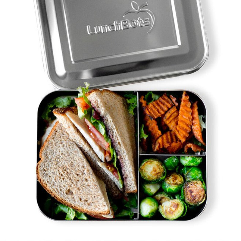 LunchBots Large Trio Bento Lunchbox Blue