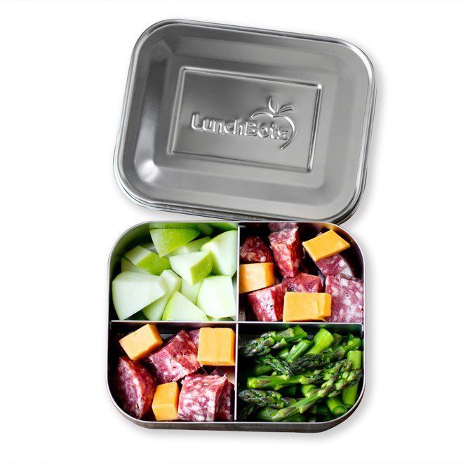 LunchBots Medium Quad Bento Lunchbox Blue