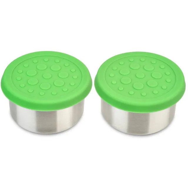 LunchBots Stainless Steel Dip Container 4.5OZ (2Pack) Green