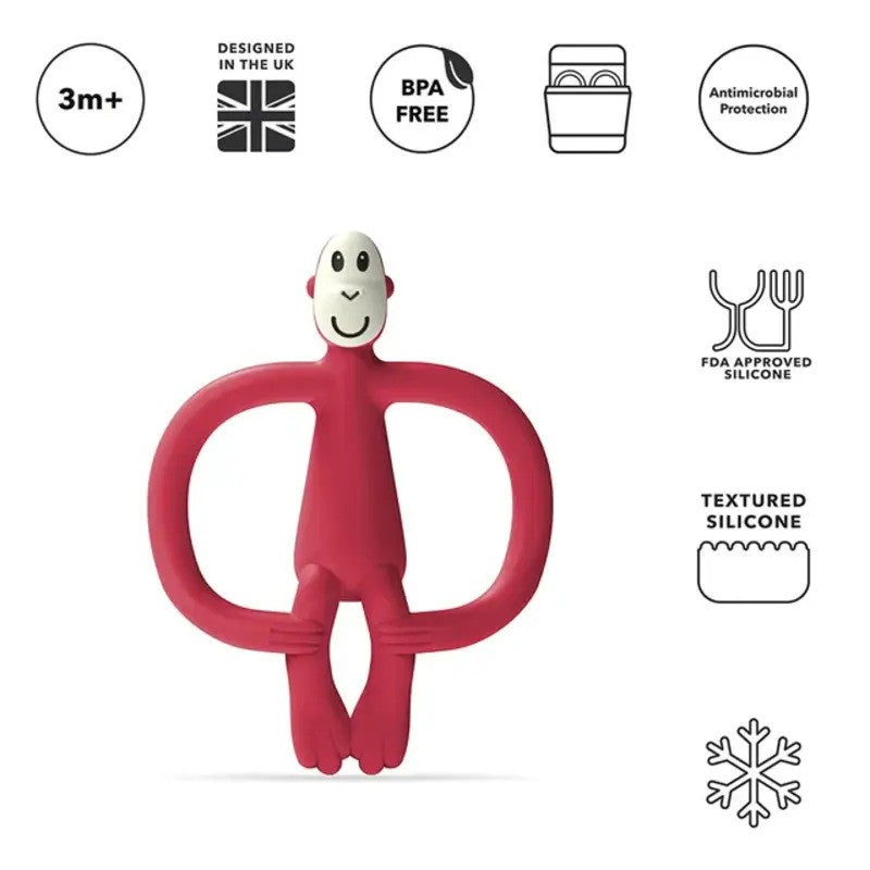 Matchstick Monkey Teether Toy No Tail Red (3M Plus)